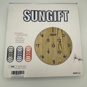 SUNGIFT Hook and Ring Toss Game Wooden Board 15 New